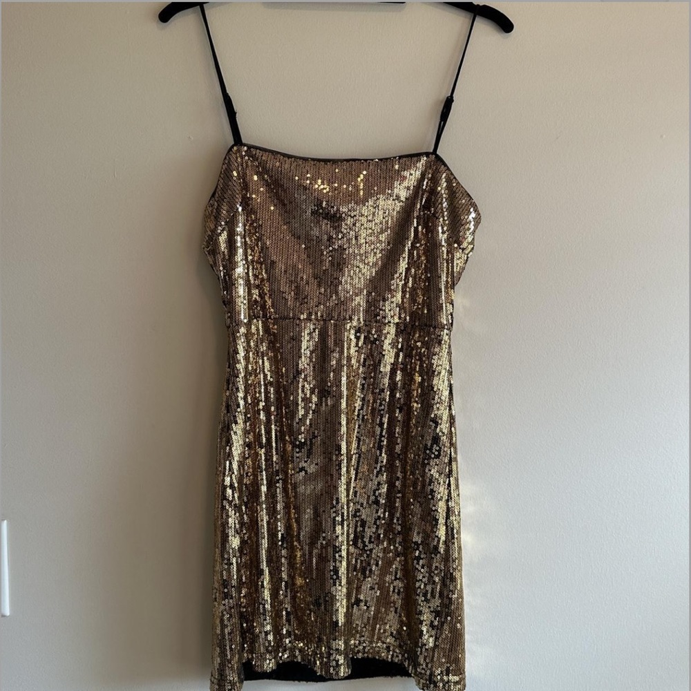 Urban Outfitters size small glittery gold sequin mini dress